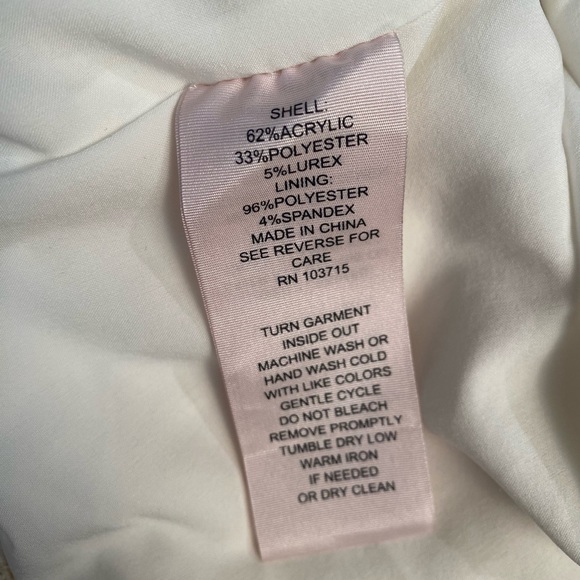 NANETTE LEPORE Ivory Tweed Ruffle Skirt Suit Set Blazer Preppy Metallic - Picture 9 of 12